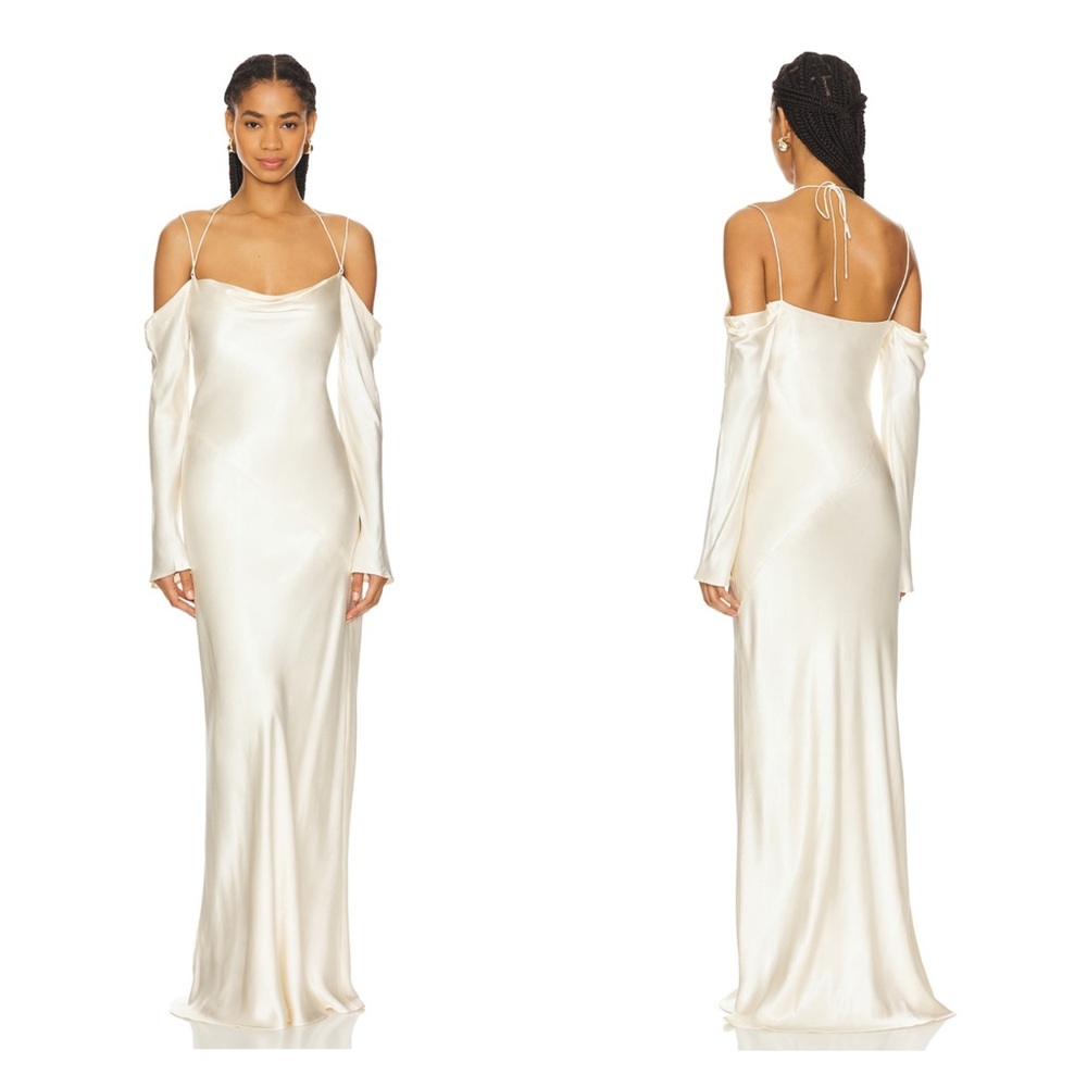 NWT: Shona Joy La Lune Off Shoulder Tie Maxi Dress - Cream | Size 2